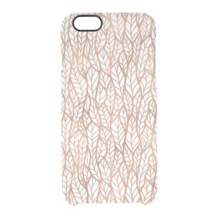 Rose Gold Leaves Transparent Pattern Clear iPhone 6/6S Case