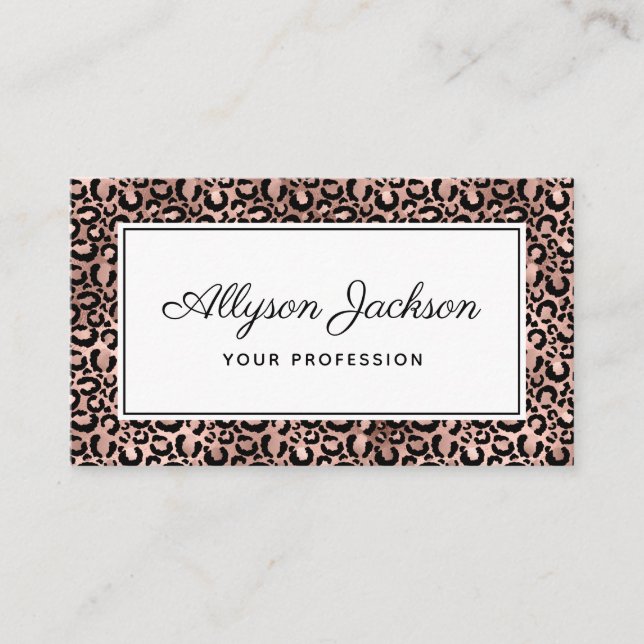 Rose Gold Leopard Business Card (Front)