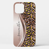 Rose Gold Leopard Handwritten Name Metal