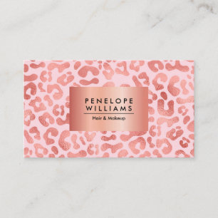 Rose Gold Leopard Print Business Card
