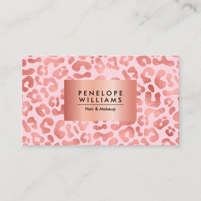 Rose Gold Leopard Print Business Card (Front)