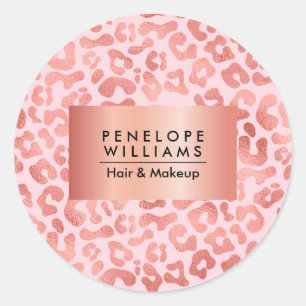 Rose Gold Leopard Print Classic Round Sticker