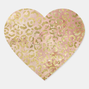 Rose Gold Leopard Print Heart Sticker