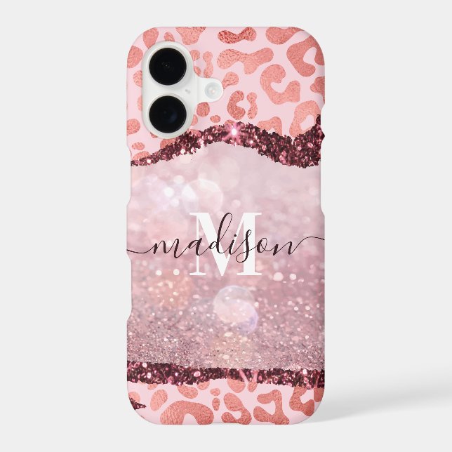 Rose Gold Leopard Print iPhone Case (Back)
