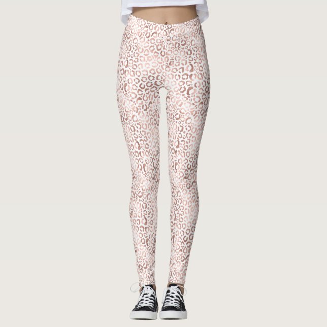 Rose Gold Leopard Print Leggings (Front)