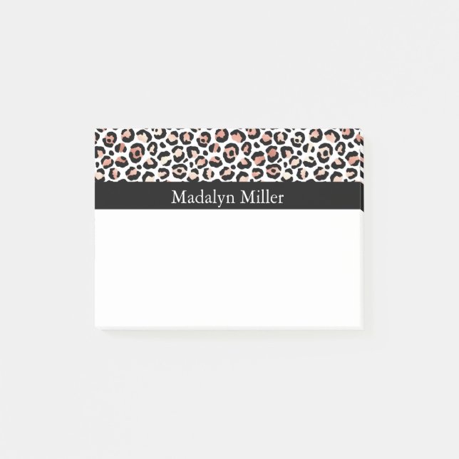 Rose Gold Leopard Print Post-it Notes (Front)