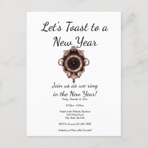 Rose Gold Let's Toast New Year Party Invitation Postcard