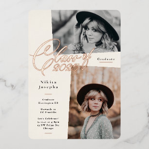 Rose Gold Lettering Class of 2025 Photo Graduation