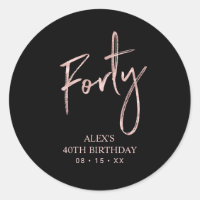 Rose gold Lettering Forty 40th Birthday Favour Cla