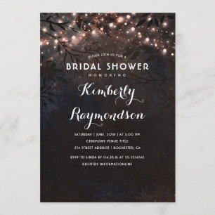 Rose Gold Lights Rustic Country Bridal Shower Invitation