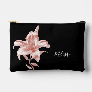 Rose Gold Lily Black Your Name Accessory Pouch