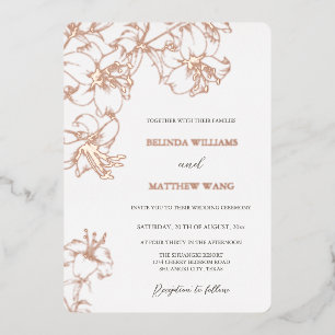 Rose Gold Line Art Lilies Wedding