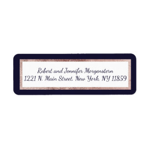 Rose Gold Lined Navy Blue and White Address Labels