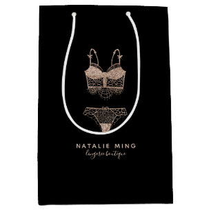 Rose Gold Lingerie Boutique Logo Business Medium Gift Bag