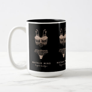 Rose Gold Lingerie Boutique Logo Business Two-Tone Coffee Mug