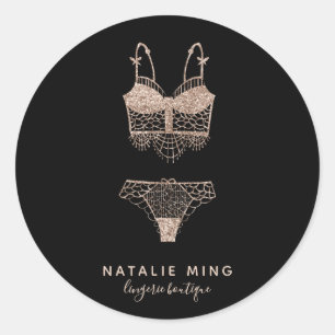 Rose Gold Lingerie Boutique Logo Classic Round Sticker