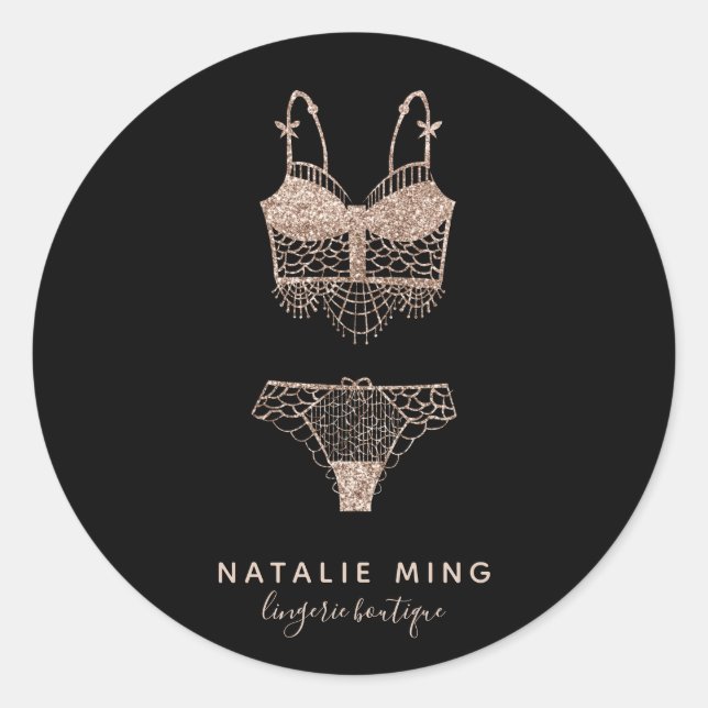Rose Gold Lingerie Boutique Logo Classic Round Sticker (Front)