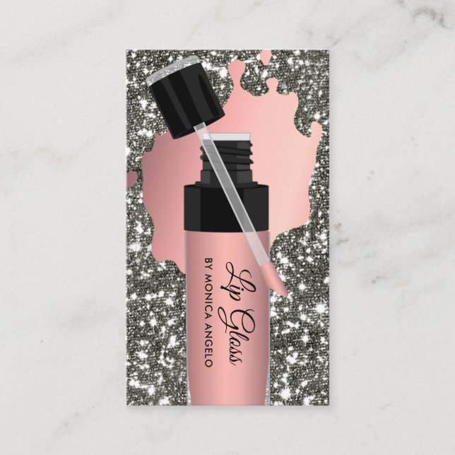 Rose Gold Lip Gloss Liquid Lipstick Tube Business Card (Front)