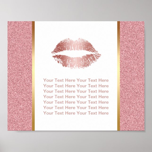 Rose Gold Lips Faux Glitter Vendor Event Poster (Front)