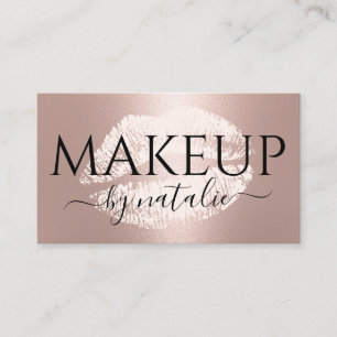 Rose Gold Lips Kiss Makeup Artist Beauty Salon Business Card