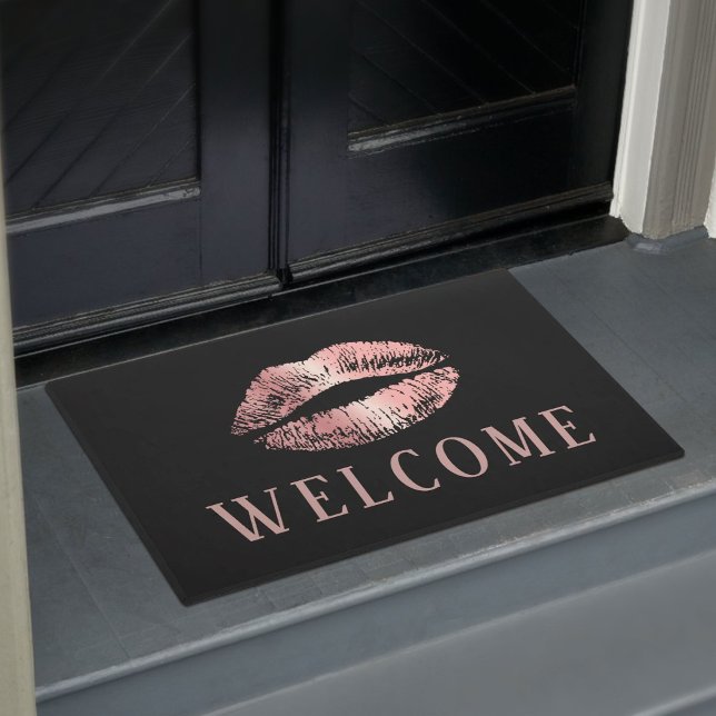 Rose Gold Lips Print Beauty Salon Welcome Doormat (Creator Uploaded)