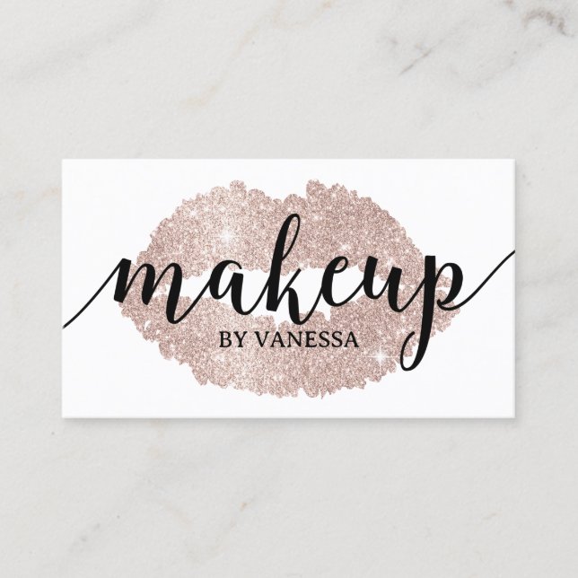Rose Gold Lips Print Makeup Artist Salon Spa Business Card (Front)