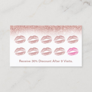 Rose Gold Lipstick Lips Makeup Artist Beauty Salon Loyalty Card