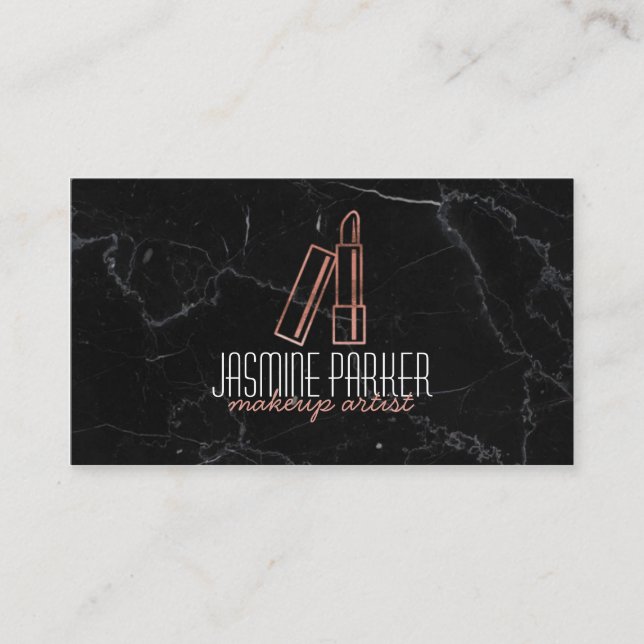 Rose Gold Lipstick Marble Business Card (Front)