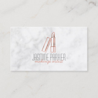 Rose Gold Lipstick Marble Business Card