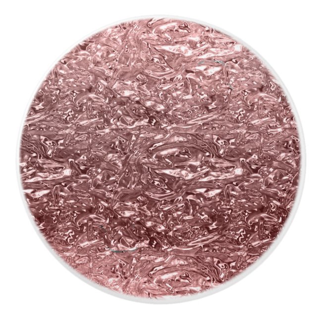 Rose Gold Liquid Chrome Metallic Chic Glam Ceramic Knob (Front)