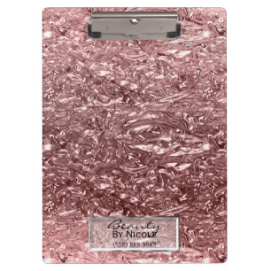 Rose Gold Liquid Chrome Metallic Chic Glam Clipboard