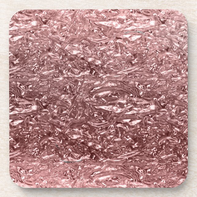 Rose Gold Liquid Chrome Metallic Chic Glam Coaster (Front)