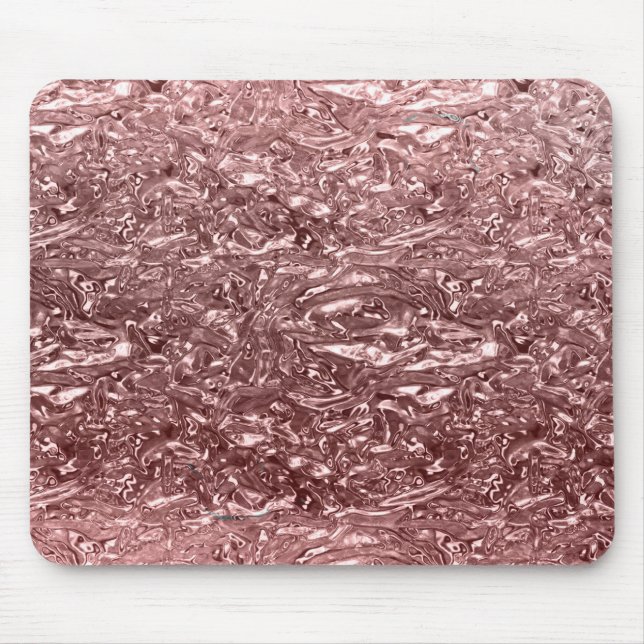 Rose Gold Liquid Chrome Metallic Chic Glam Mouse Mat (Front)