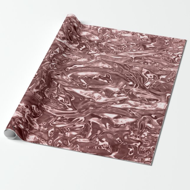 Rose Gold Liquid Chrome Metallic Chic Glam Party Wrapping Paper (Unrolled)