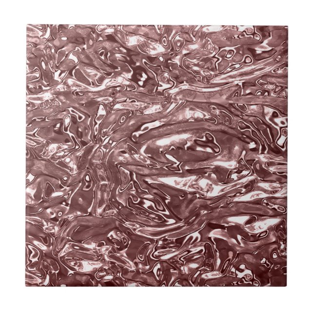 Rose Gold Liquid Chrome Metallic Chic Glam Tile (Front)