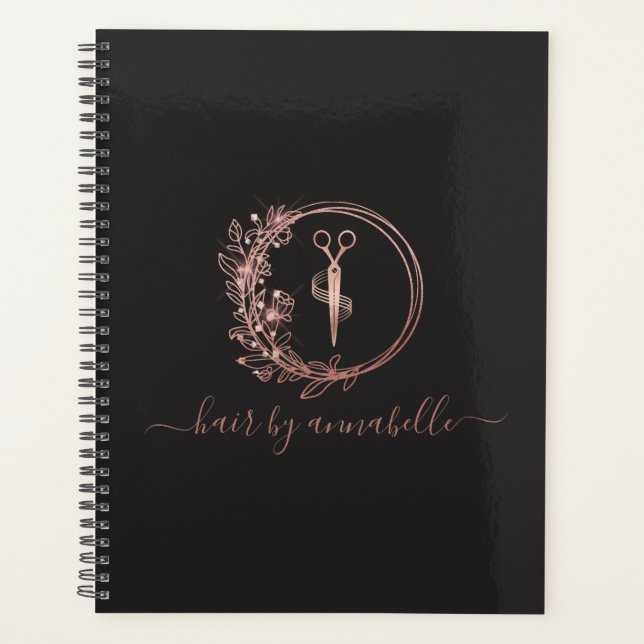 Rose Gold Logo Hairstylist Appointment Planner (Front)