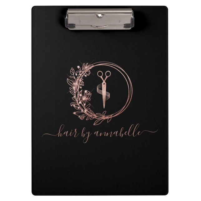 Rose Gold Logo Hairstylist Clipboard (Front)