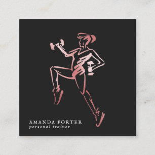 Rose Gold Logo   Personal Trainer, Fitness Gym Square Business Card