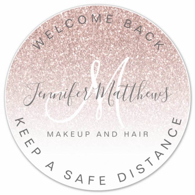 Rose Gold Logo Salon COVID Safety Social Distance (Front)