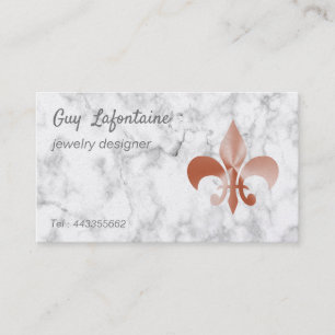 Rose gold look fleur-de-lis business card