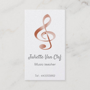 Rose gold look  treble clef    - music teacher business card