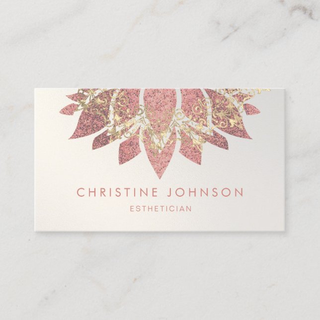 rose gold lotus logo business card (Front)