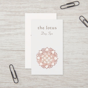 Rose Gold  Lotus Logo Holistic Health and Wellness Business Card