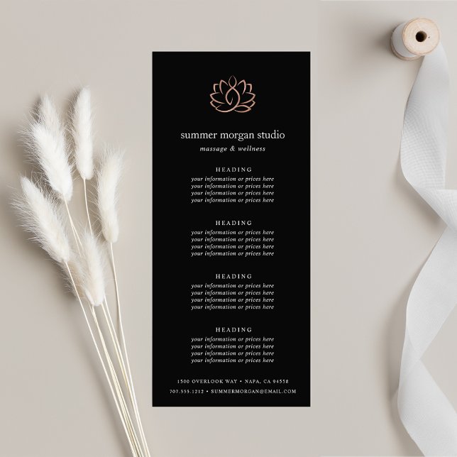 Rose Gold Lotus | Spa Pricing or Services Rack Card (Creator Uploaded)
