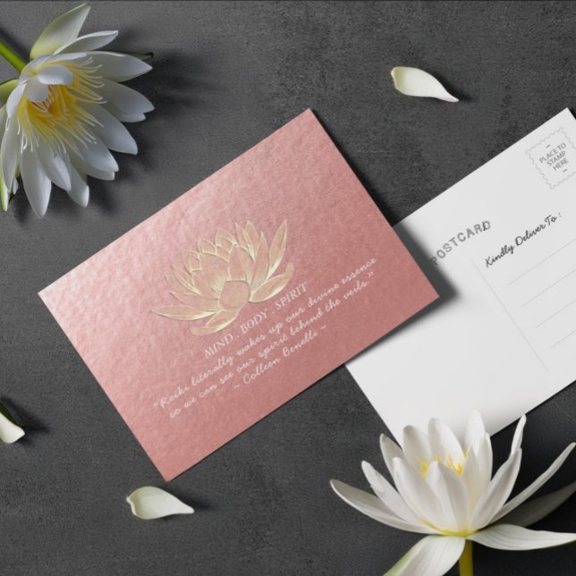 Rose Gold Lotus Yoga Meditation Instructor Quote Postcard (Creator Uploaded)