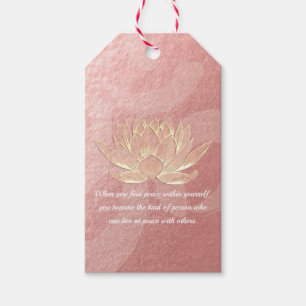 Rose Gold Lotus Yoga Meditation Instructor Quotes Gift Tags