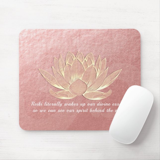 Rose Gold Lotus Yoga Meditation Instructor Quotes Mouse Mat (With Mouse)