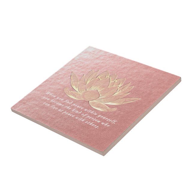 Rose Gold Lotus Yoga Meditation Instructor Tile (Side)