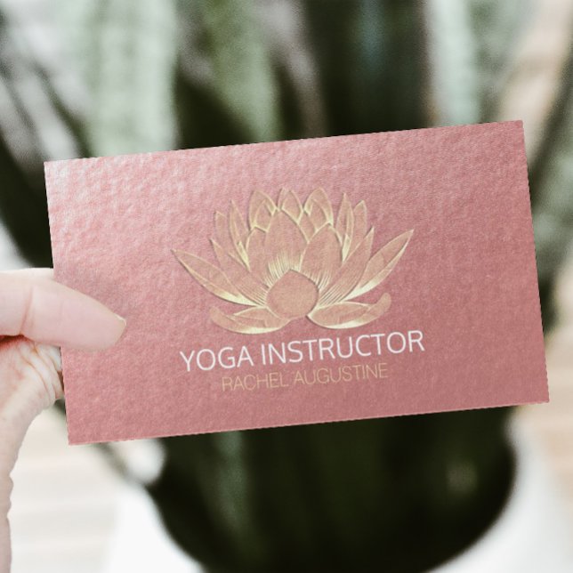 Rose Gold Lotus Yoga Meditation Reiki Instructor Business Card (Creator Uploaded)