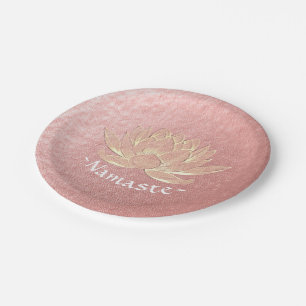 Rose Gold Lotus Yoga Studio Meditation Instructor Paper Plate
